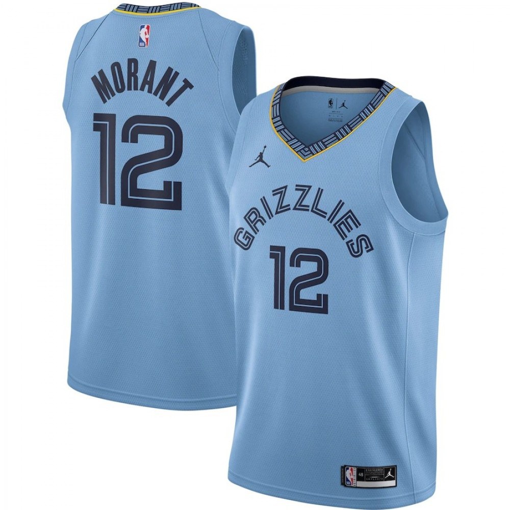 Men's Memphis Grizzlies Ja Morant Jordan Light Blue 2020/21 Swingman Jersey - Statement Edition-Pro Kit Vault | Brand New 26/27 Sports Jerseys